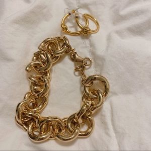 J.Crew Knot Hoops and Chain Link Bracelet